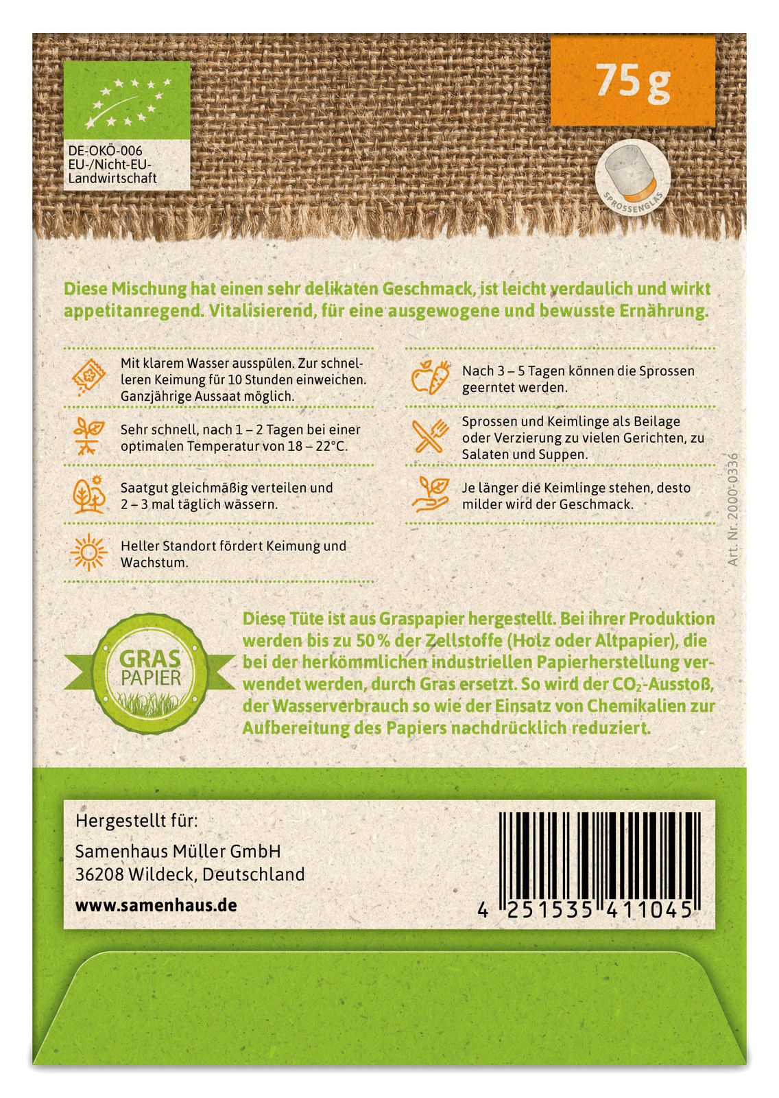 Keimsprossen Pikant-Aromatisch (Mungbohnen und Rettich) | BIO Keimsprossen von FLORTUS