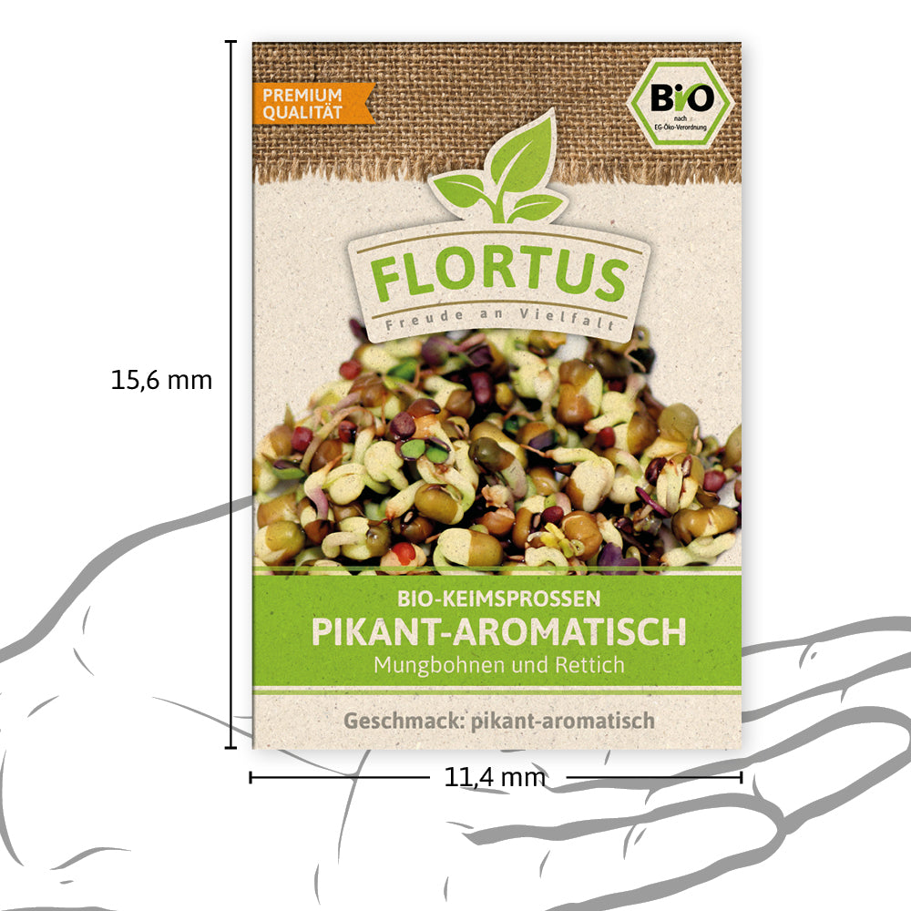 Keimsprossen Pikant-Aromatisch (Mungbohnen und Rettich) | BIO Keimsprossen von FLORTUS