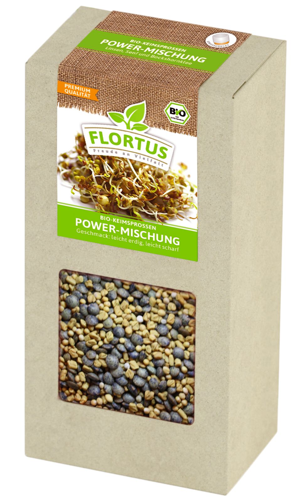 Keimsprossen Power-Mischung (Linsen, Senf und Bockshornklee) | BIO Keimsprossen von FLORTUS