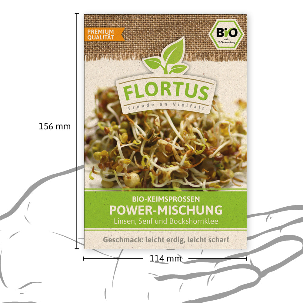 Keimsprossen Power-Mischung (Linsen, Senf und Bockshornklee) | BIO Keimsprossen von FLORTUS