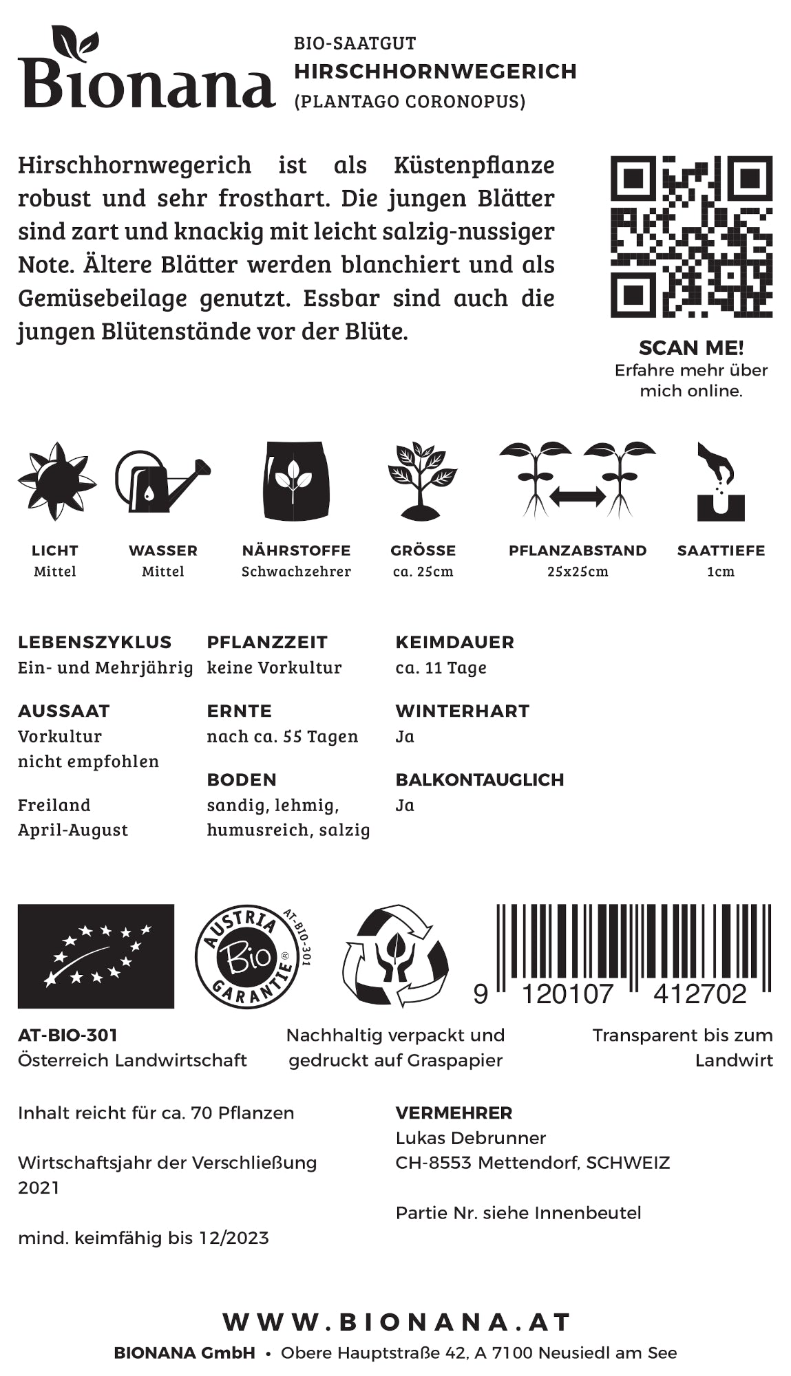 Artikelbild 2 von "BIO Hirschhornwegerich [MHD 12/2023]" aus der Kategorie Kräutersamen