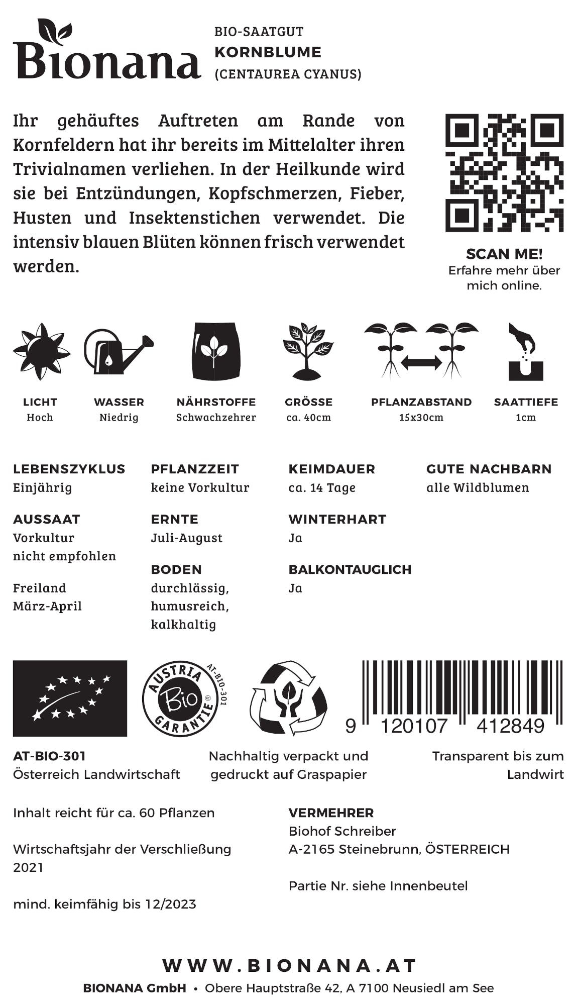 Artikelbild 2 von "BIO Kornblume" aus der Kategorie Kornblumensamen