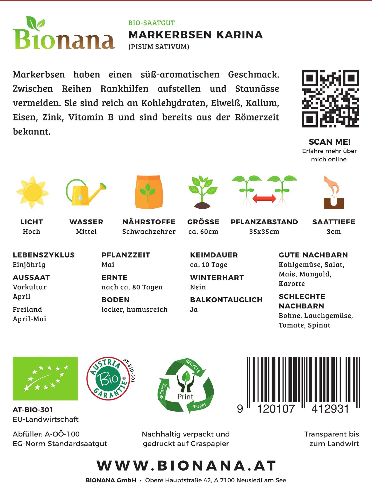 Artikelbild 2 von "BIO Markerbse Karina [MHD 12/2023]" aus der Kategorie Markerbsensamen