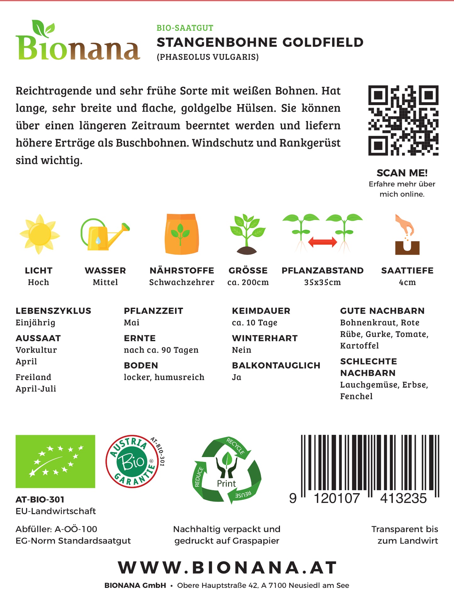Artikelbild 2 von "BIO Stangenbohne Goldfield [MHD 12/2024]" aus der Kategorie Stangenbohnensamen