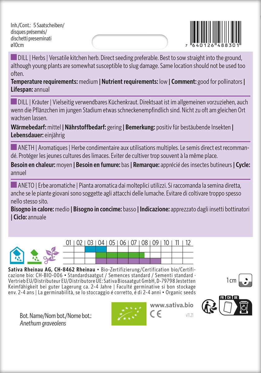 Artikelbild 2 von "BIO Dill (Saatscheibe) [MHD 12/2025]" aus der Kategorie Saatbänder & Saatplatten