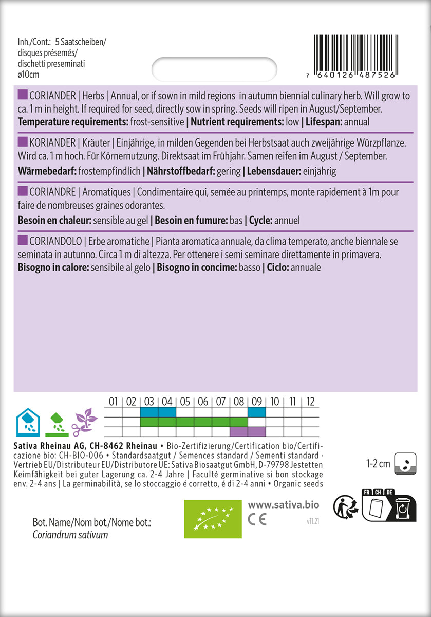 Artikelbild 2 von "BIO Koriander (Saatscheibe) [MHD 12/2021]"