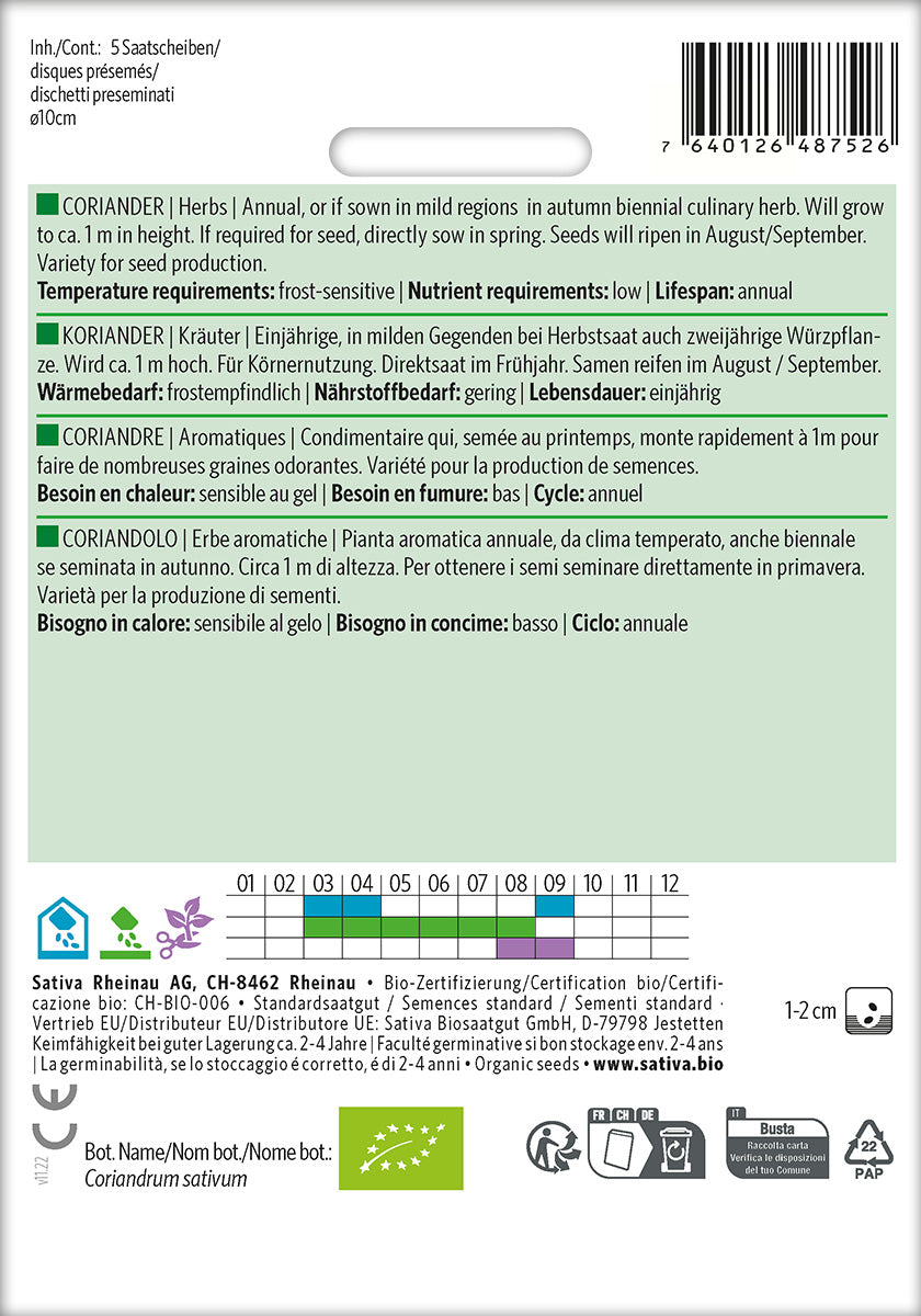 Artikelbild 3 von "BIO Koriander (Saatscheiben) [MHD 12/2021]"