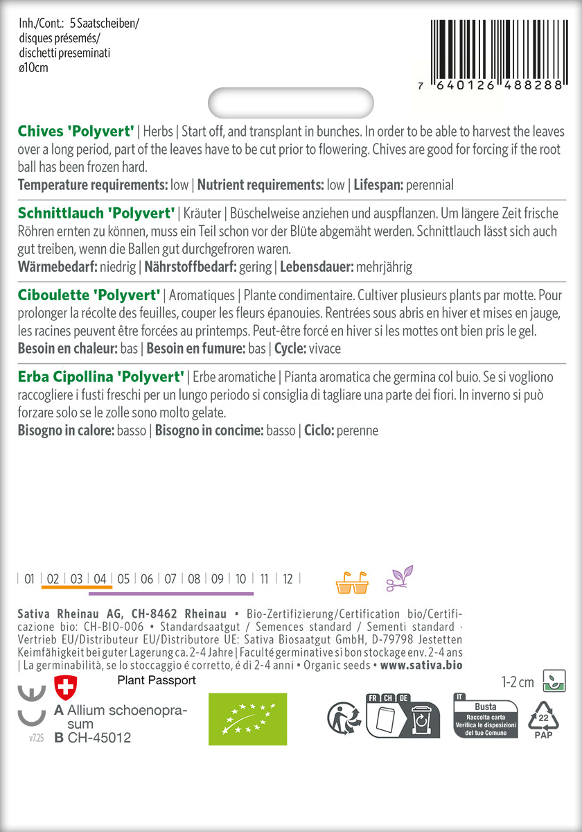 Artikelbild 3 von "BIO Schnittlauch (Saatscheiben) [MHD 12/2025]"