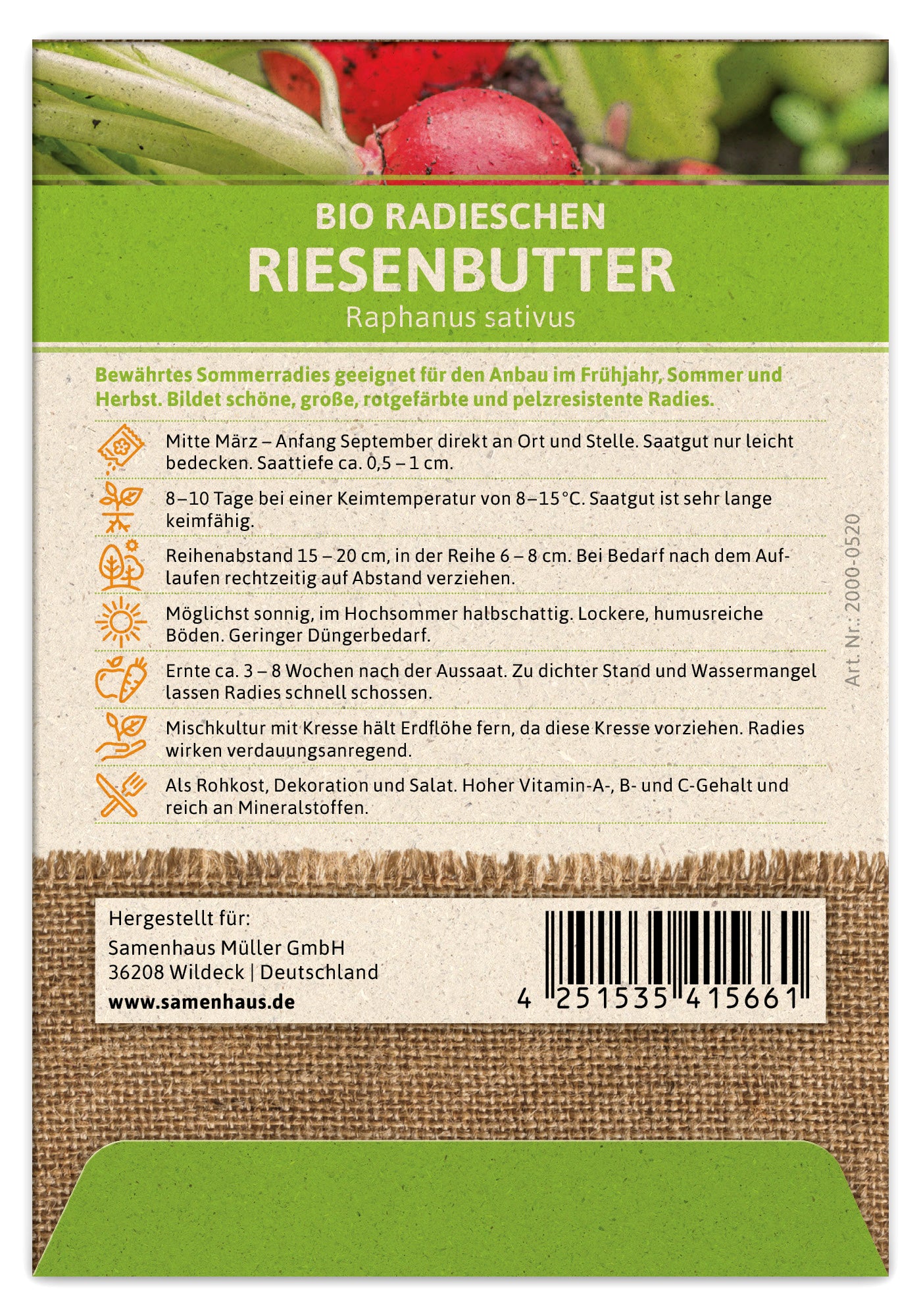 Artikelbild 2 von "BIO Radieschen Riesenbutter" aus der Kategorie Radieschensamen