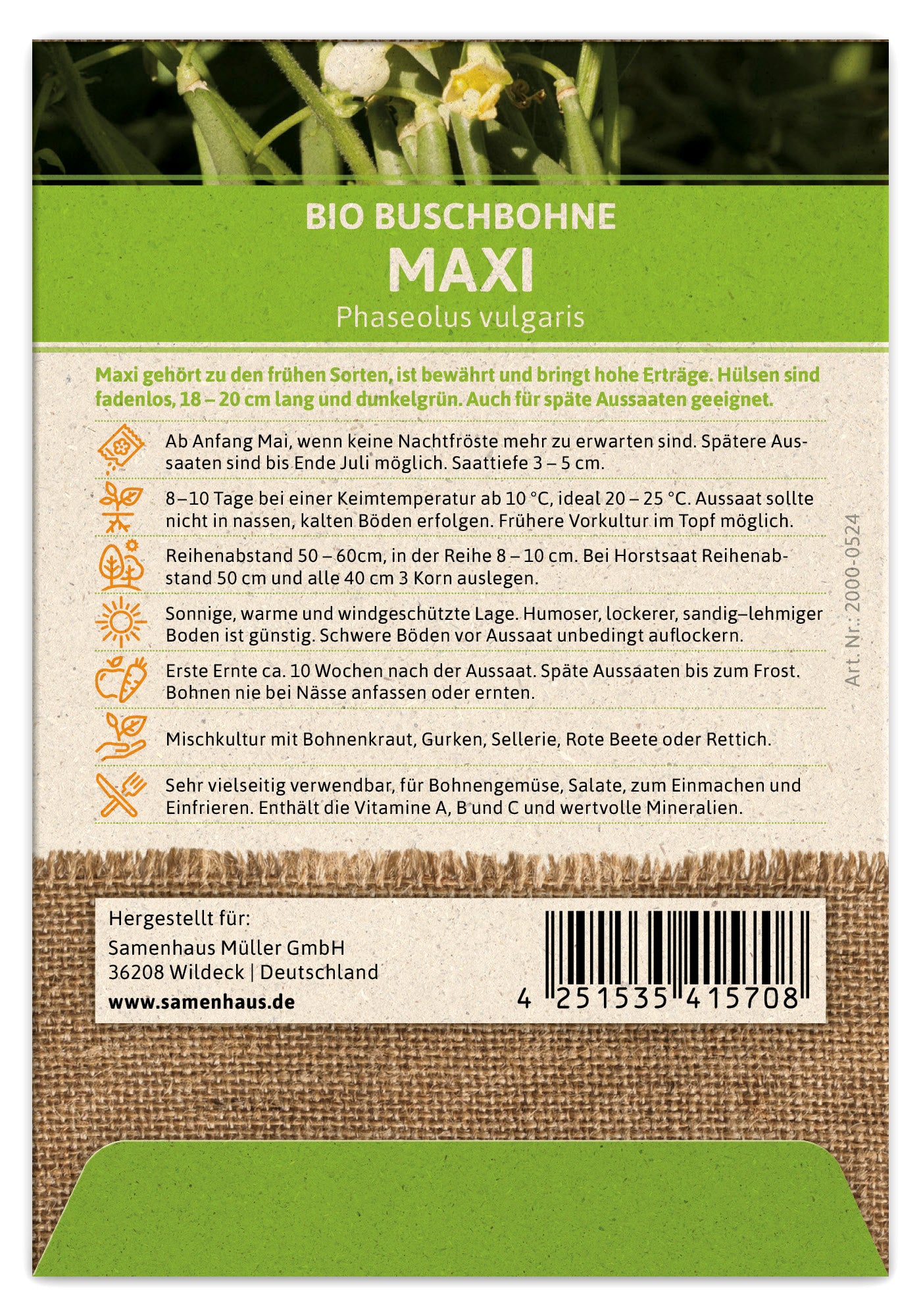 Artikelbild 2 von "BIO Buschbohne Maxi" aus der Kategorie Buschbohnensamen