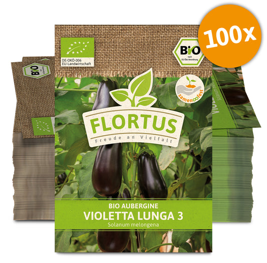 Aubergine Violetta Lunga 3 (100 Stück) | BIO Auberginensamen von FLORTUS