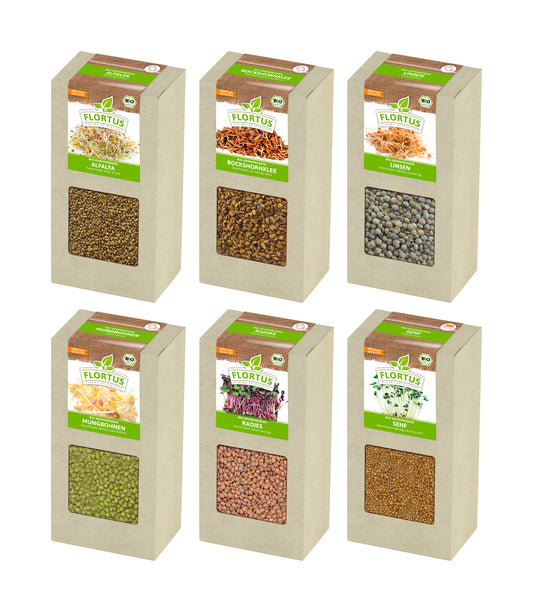Keimsprossen Set "Für Salat" mit 6 Sorten (1,2 kg) | BIO Keimsprossen von FLORTUS