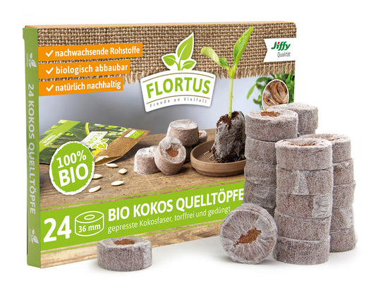 BIO Kokos Quelltöpfe 36 mm | BIO Kokos Quelltöpfe von FLORTUS