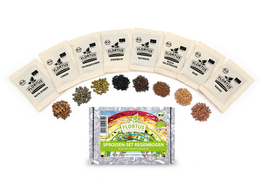 Keimsprossen Set Regenbogen (8 Sorten) | BIO Keimsprossen Sets von FLORTUS | BIO Gewürze Set