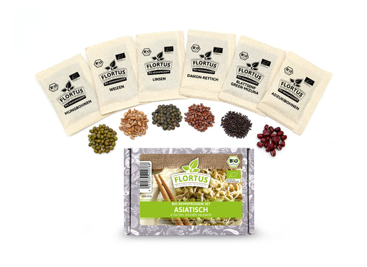 Keimsprossen Set Asiatisch (6 Sorten) | BIO Keimsprossen Sets von FLORTUS