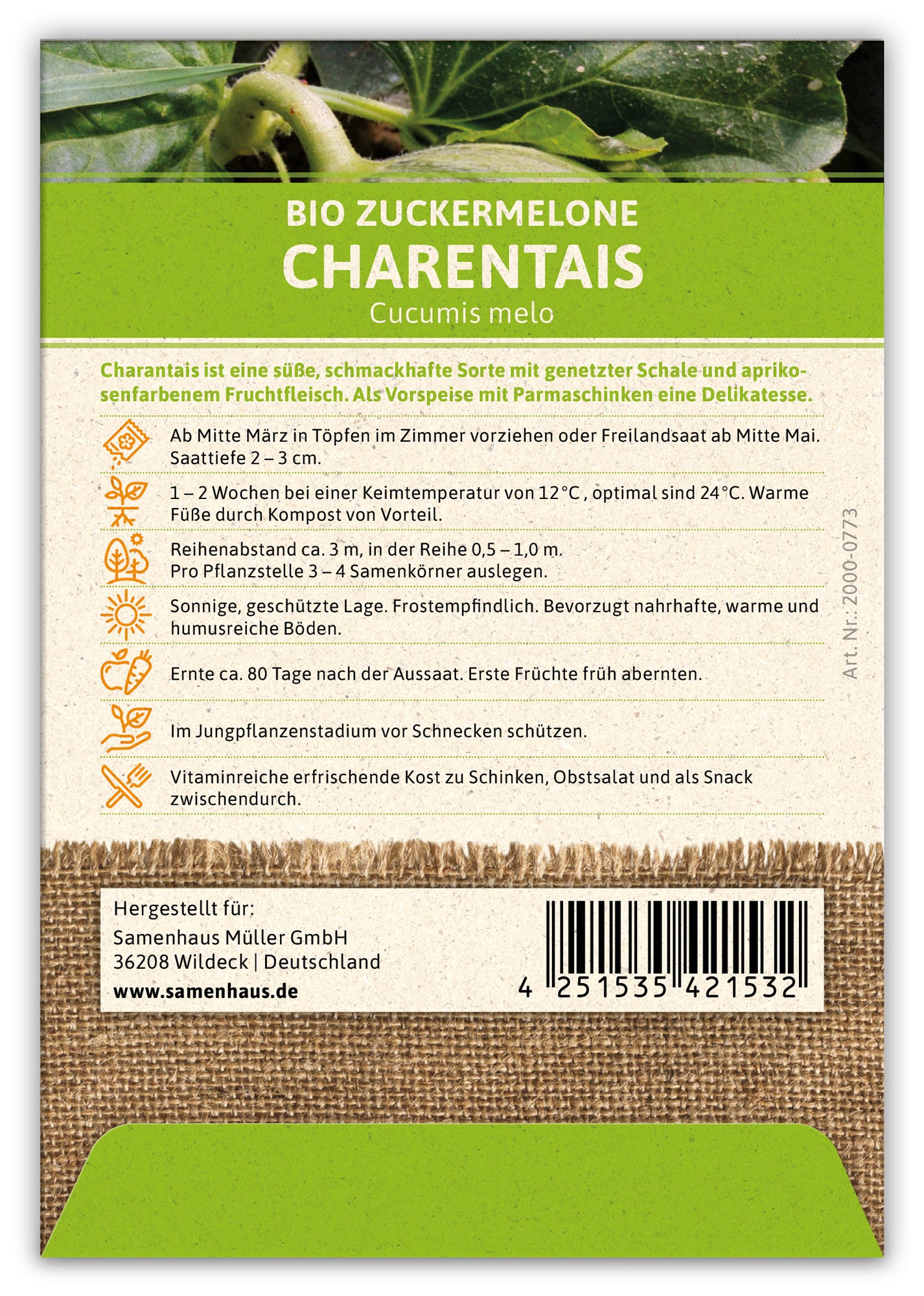 Artikelbild 6 von "BIO Zuckermelone Charentaise" aus der Kategorie Zuckermelonensamen