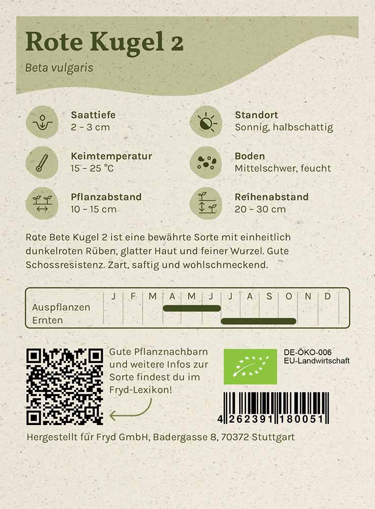 Artikelbild 2 von "Fryd BIO Rote Bete Rote Kugel 2" aus der Kategorie Rote Beetesamen