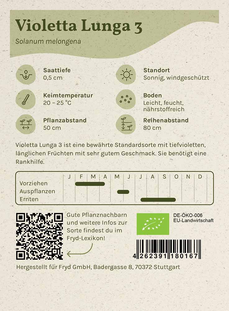 Artikelbild 2 von "Fryd BIO Aubergine Violetta Lunga 3" aus der Kategorie Auberginensamen