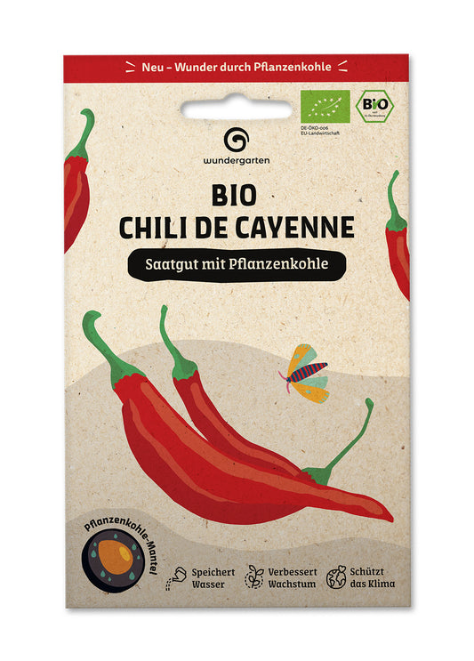 Saatgut mit Pflanzenkohle-Mantel Chili De Cayenne | BIO Chilisamen von Wundergarten