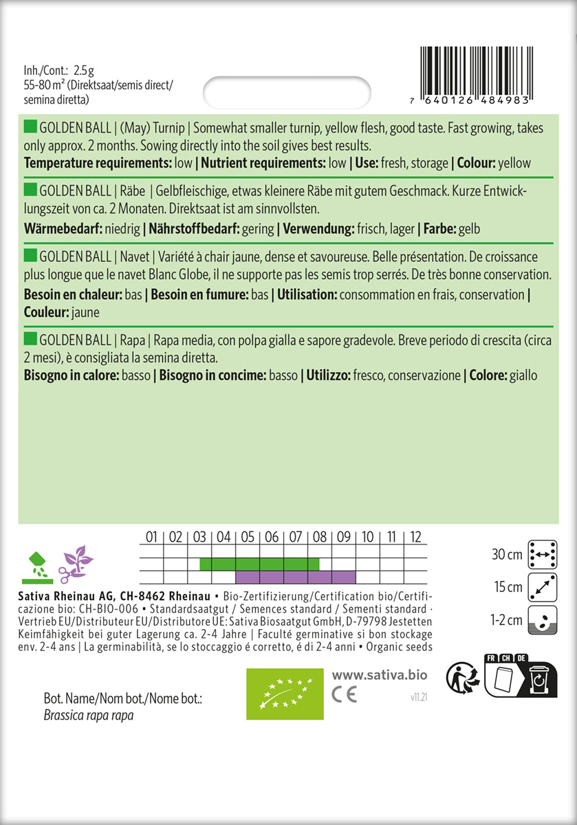 Räbe Golden Ball | BIO Rübensamen von Sativa Rheinau [MHD 12/2024]