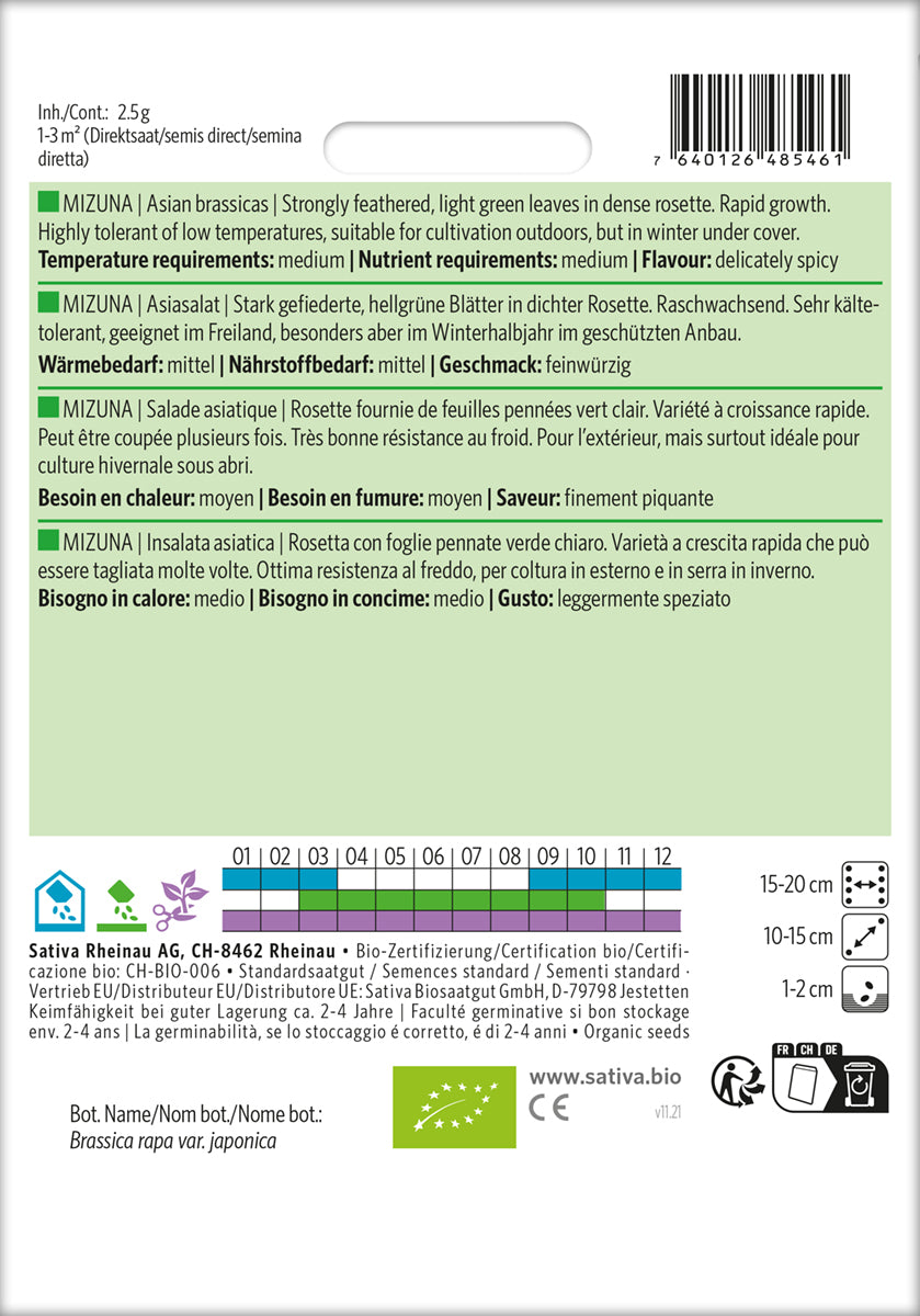 Asiasalat Mizuna | BIO Asiasalatsamen von Sativa Rheinau