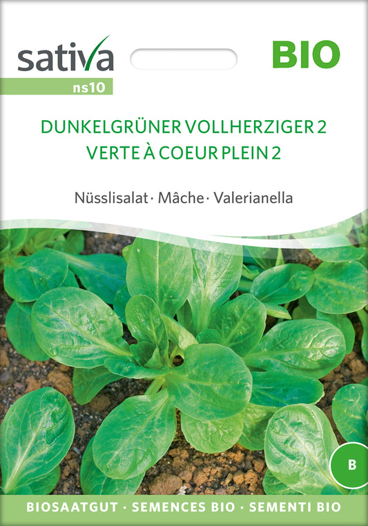 Nüsslisalat Dunkelgrüner Vollherziger 2 | BIO Feldsalatsamen von Sativa Rheinau