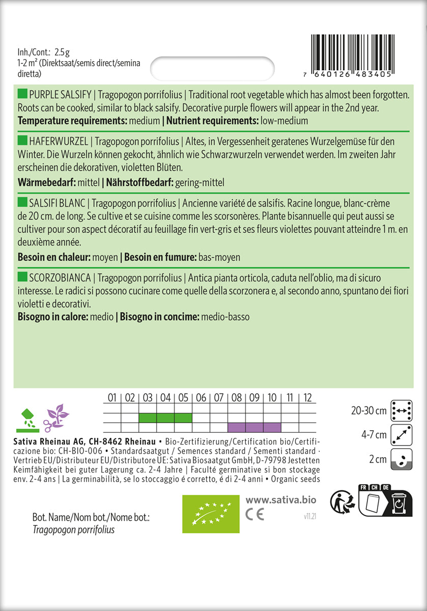 Tragopogon porrifolius Haferwurzel | BIO Gemüsesamen von Sativa Rheinau