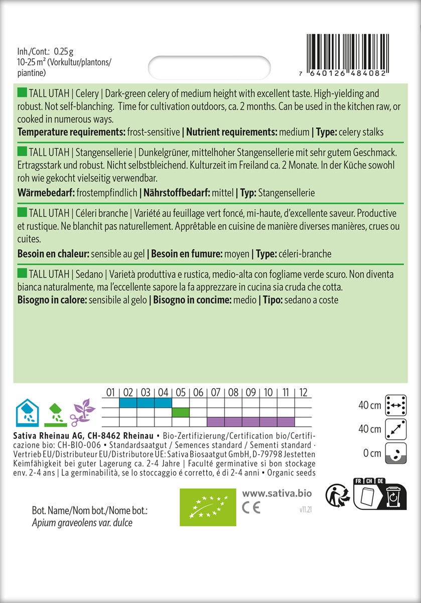 Stangensellerie Tall Utah | BIO Stangenselleriesamen von Sativa Rheinau