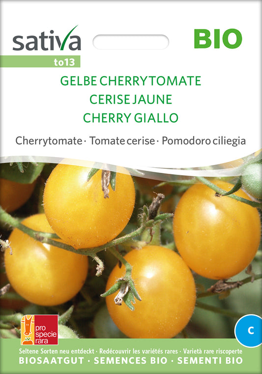 Cherrytomate Gelbe Cherrytomate | BIO Kirschtomatensamen von Sativa Rheinau [MHD 12/2024]