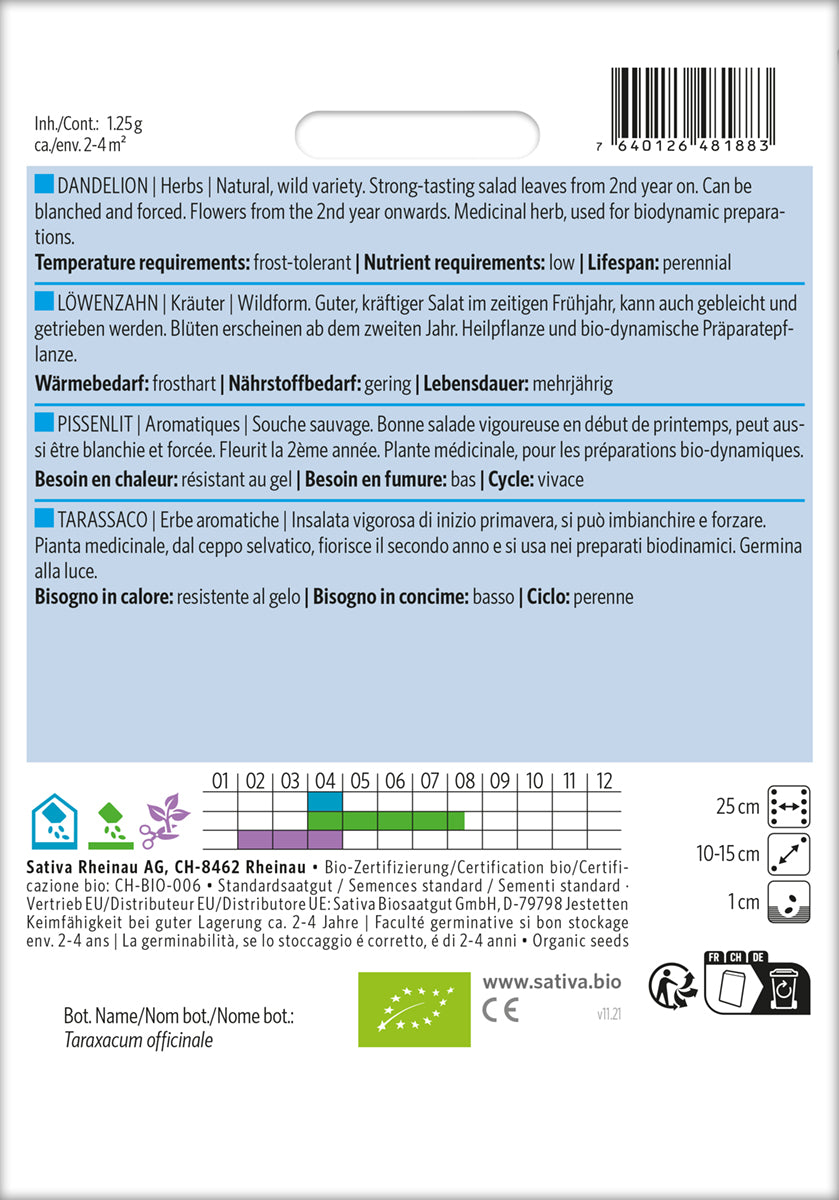 Löwenzahn | BIO Löwenzahnsamen von Sativa Rheinau