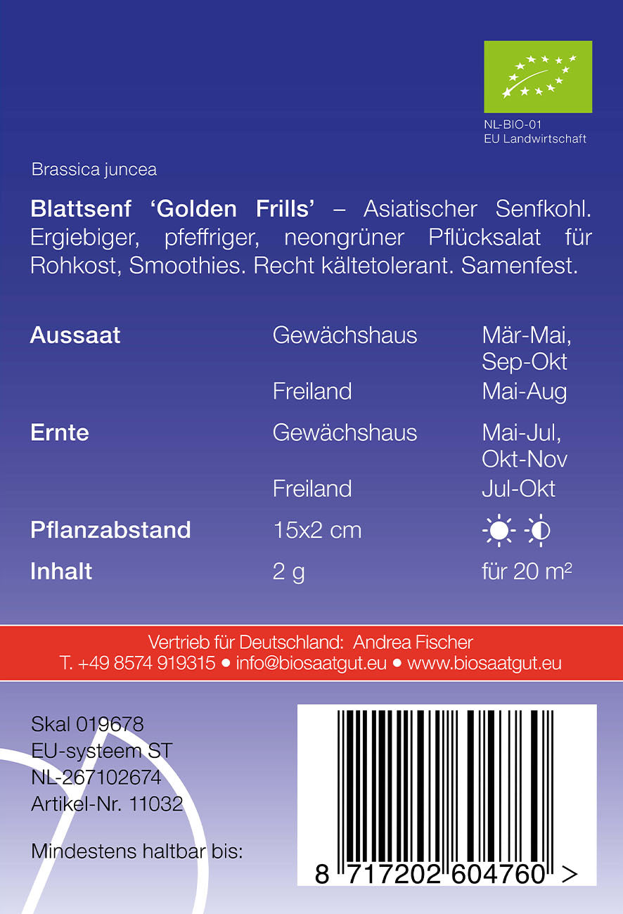 Blattsenf Golden Frills | BIO Salatsamen von De Bolster