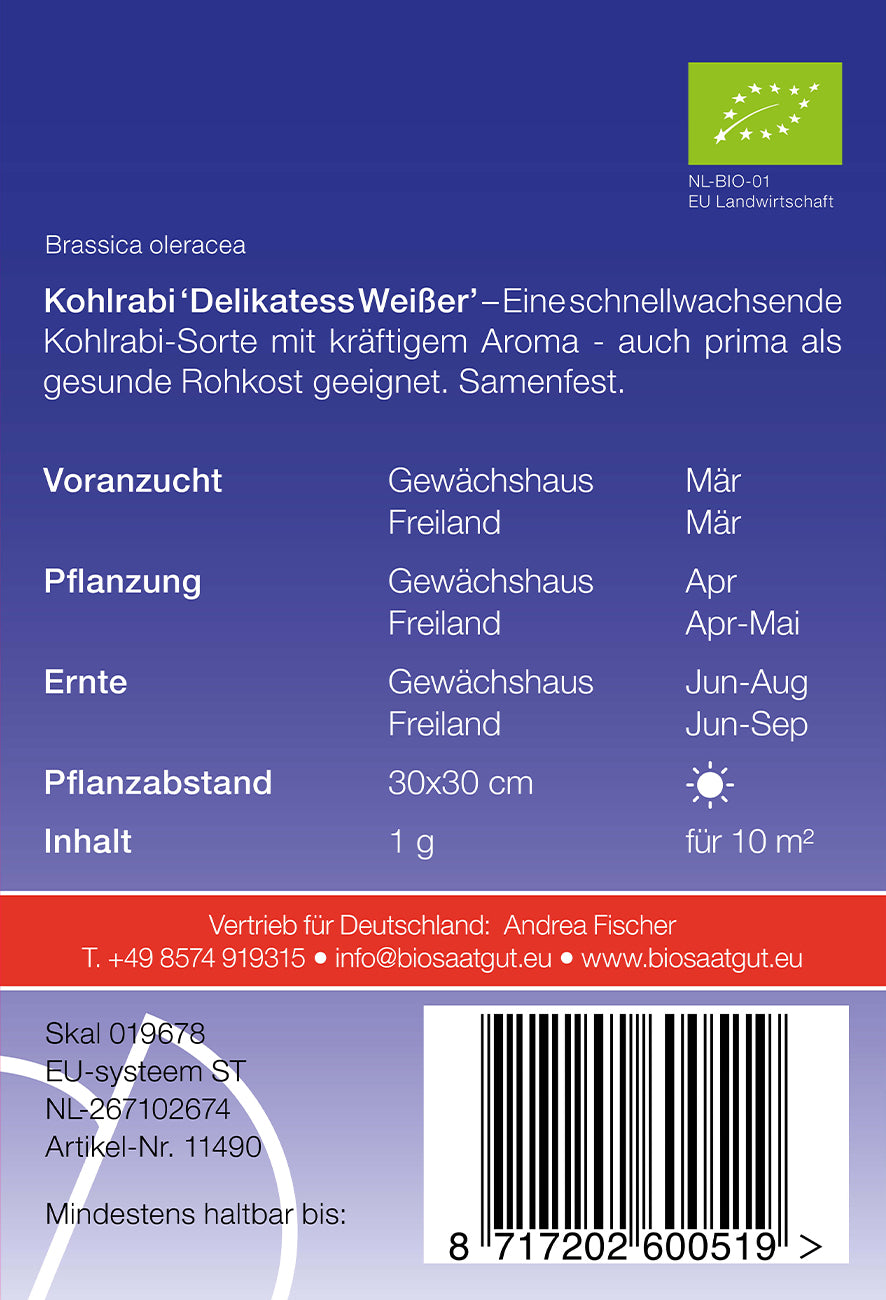 Kohlrabi Delikatess Weißer | BIO Kohlrabisamen von De Bolster [MHD 12/2023]