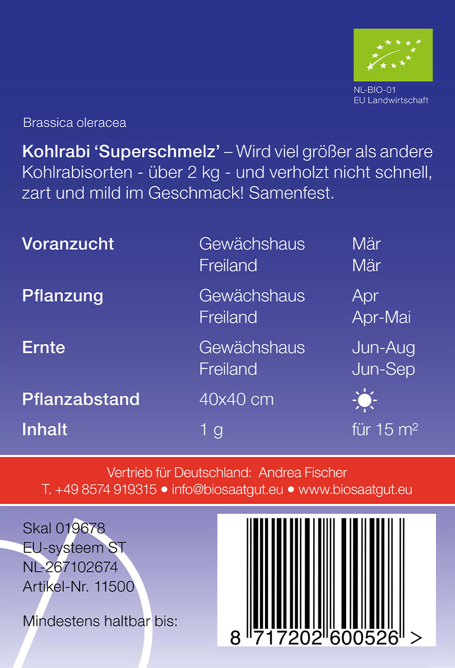 Kohlrabi Superschmelz | BIO Kohlrabisamen von De Bolster