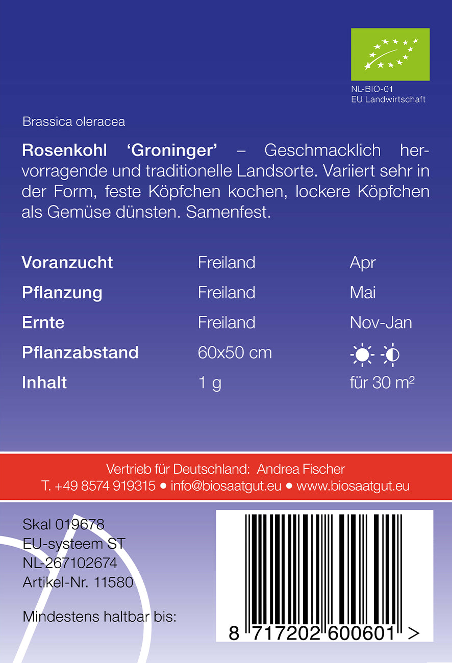 Rosenkohl Groninger | BIO Rosenkohlsamen von De Bolster