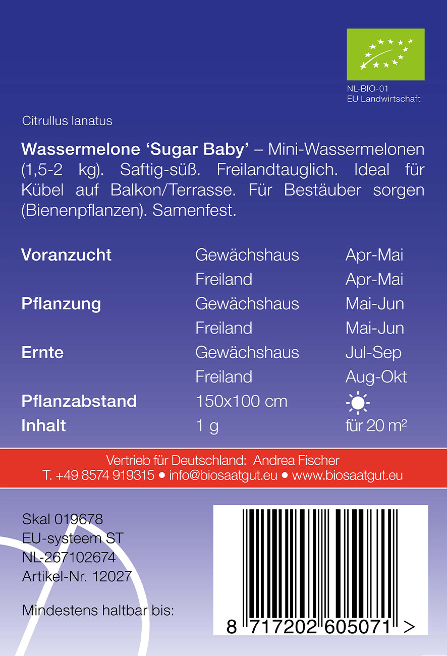 Wassermelone Sugar Baby | BIO Wassermelonensamen von De Bolster