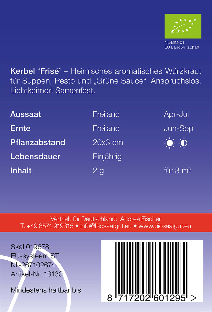 Kerbel Frise | BIO Kerbelsamen von De Bolster [MHD 12/2023]