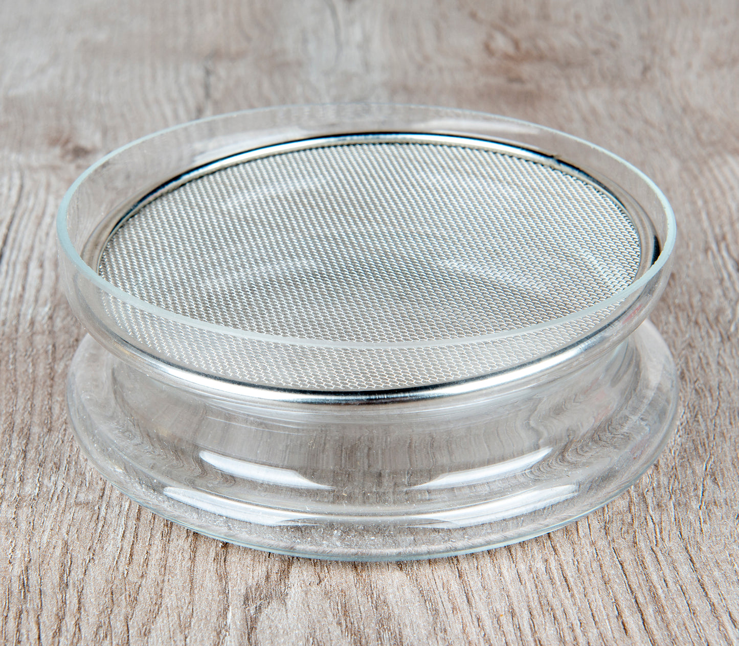 Keimschale aus Glas mit Edelstahl - Gitter | Sprossensiebe von De Bolster