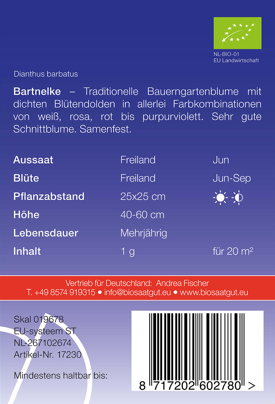 Bartnelke | BIO Nelkensamen von De Bolster [MHD 12/2023]