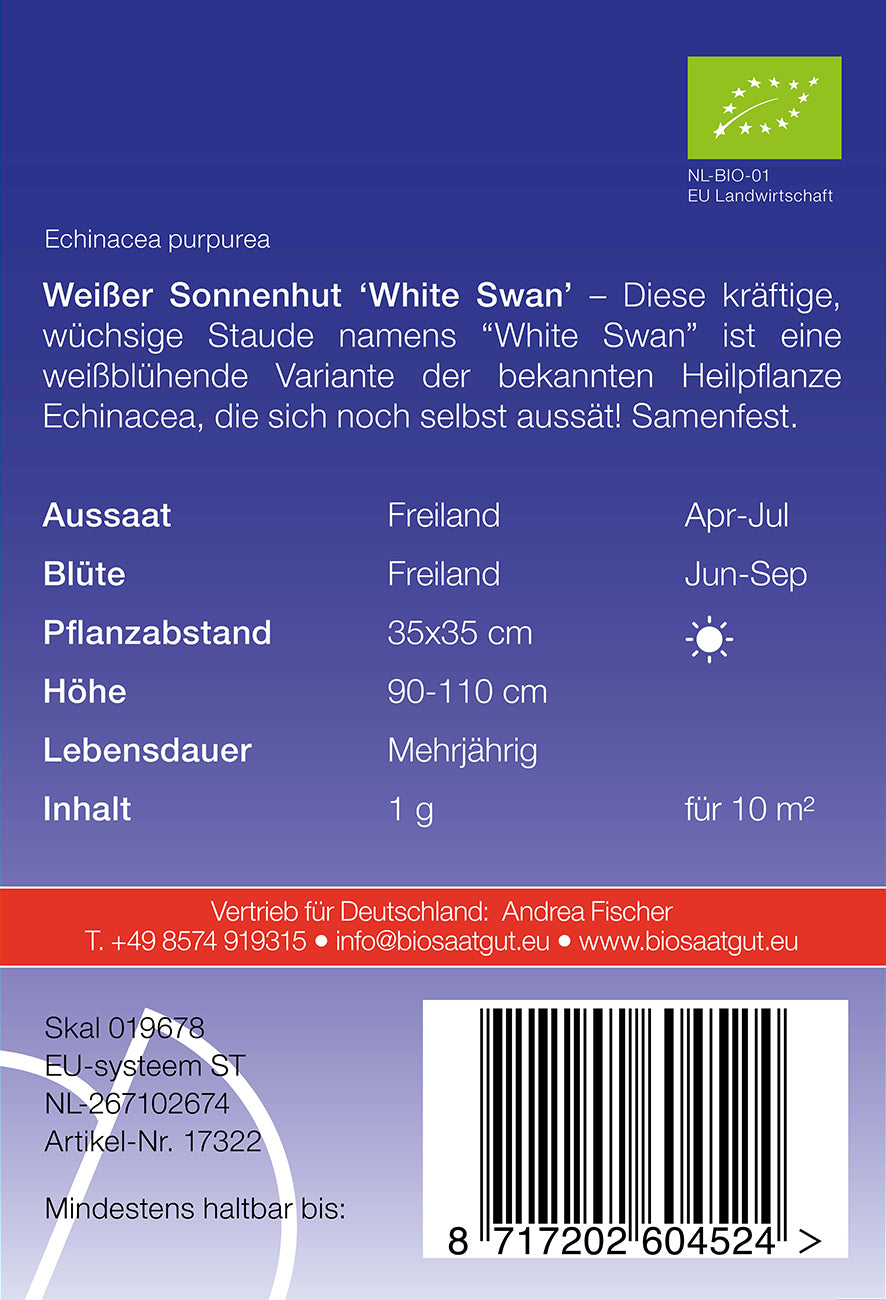 Weißer Sonnenhut White Swan | BIO Sonnenhutsamen von De Bolster