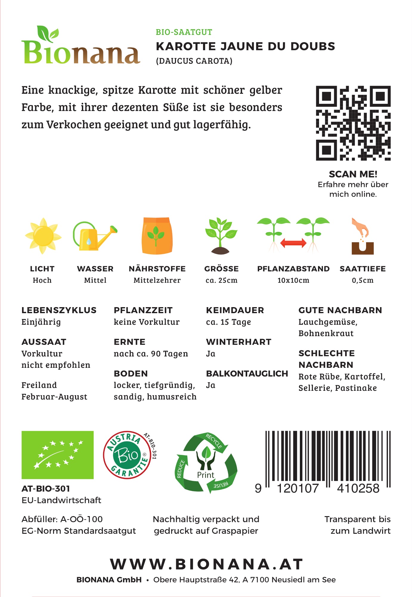 Karotte Jaune du Doubs | BIO Möhrensamen von Bionana