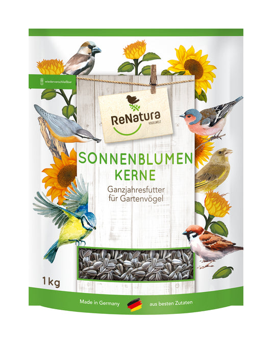 Gestreifte Sonnenblumenkerne (1 kg) | Vogelfutter von ReNatura