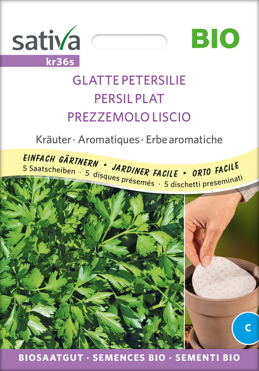 Petersilie (glatt) (Saatscheibe) | BIO Petersiliensamen von Sativa Rheinau