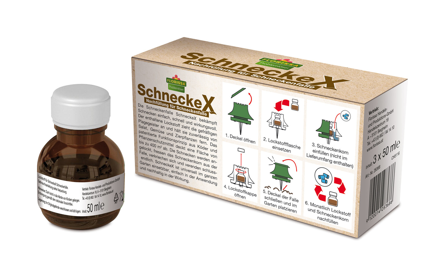 Schneckenfalle SchneckeX Lockmittel Nachfüllpackung (3x 50 ml) | Fallen und Fernhaltemittel von Florissa