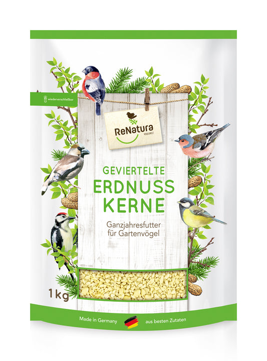 Geviertelte Erdnusskerne (1 kg) | Vogelfutter von ReNatura
