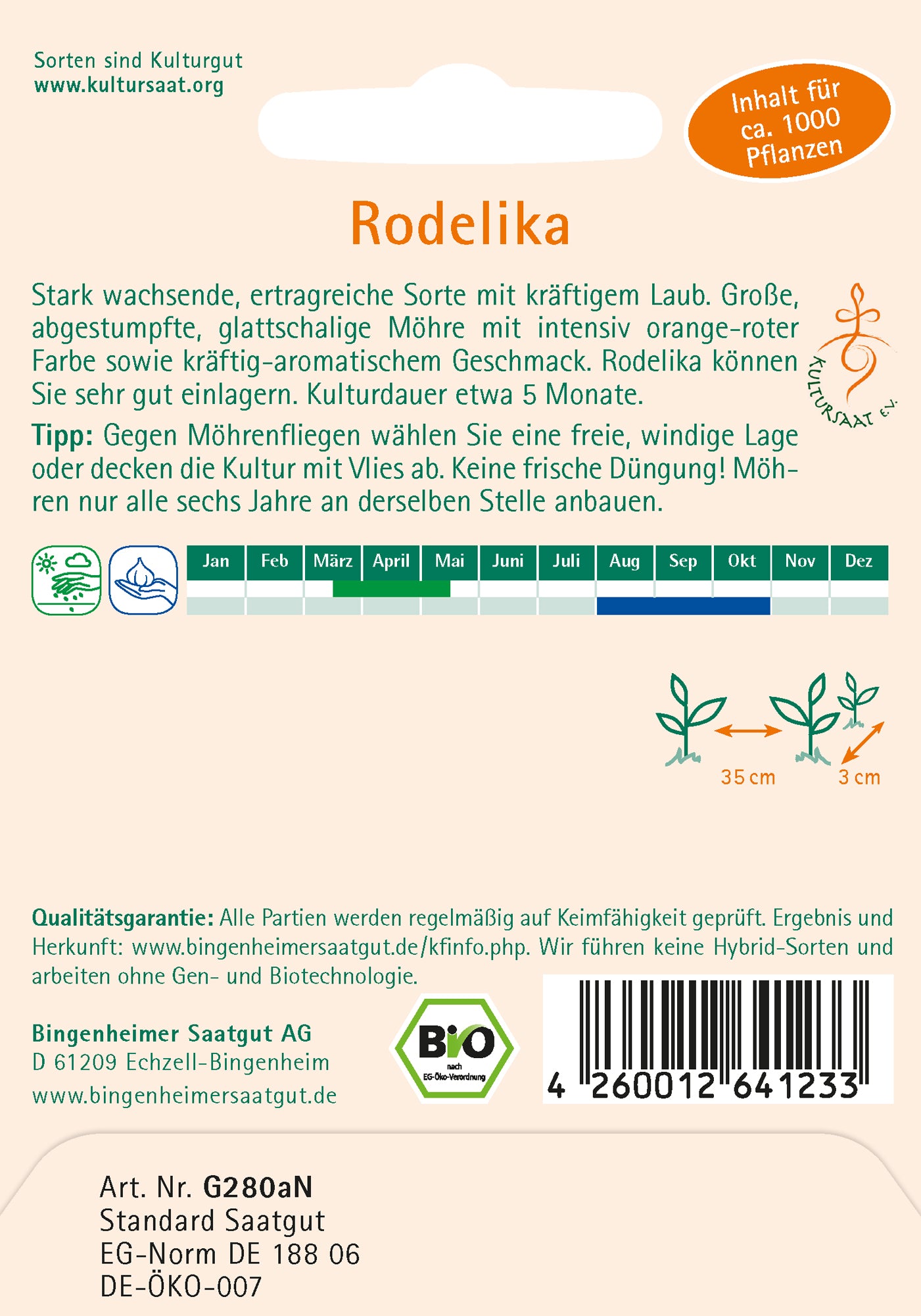 Möhre Rodelika | BIO Möhrensamen von Bingenheimer Saatgut