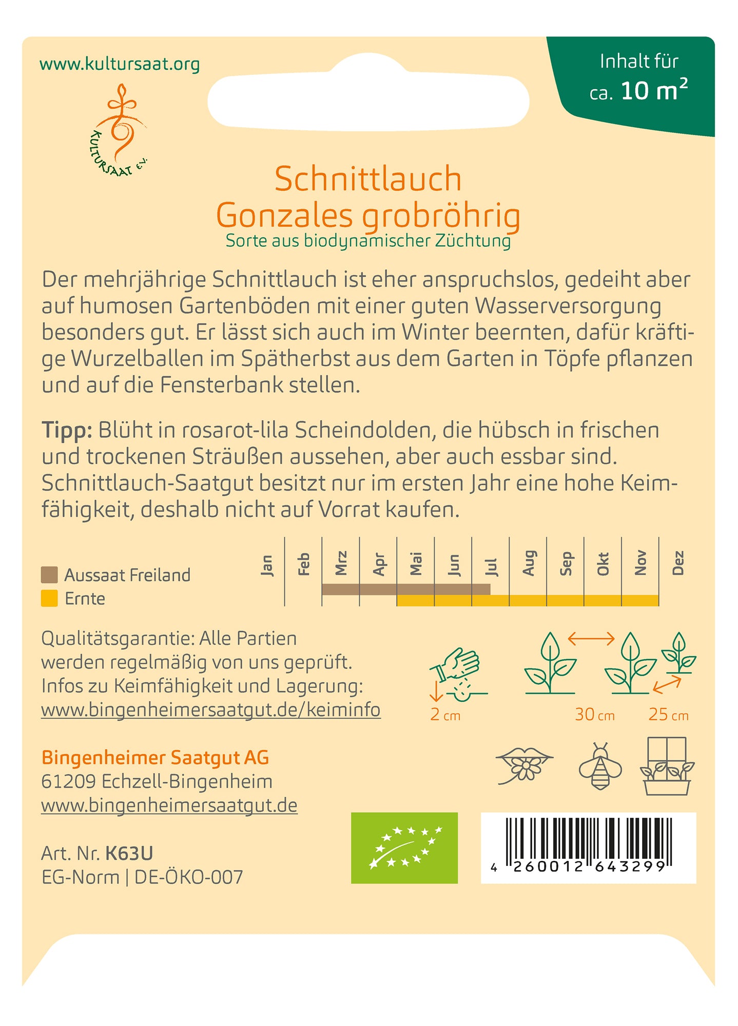 Gonzales Schnittlauch grobr. | BIO Schnittlauchsamen von Bingenheimer Saatgut