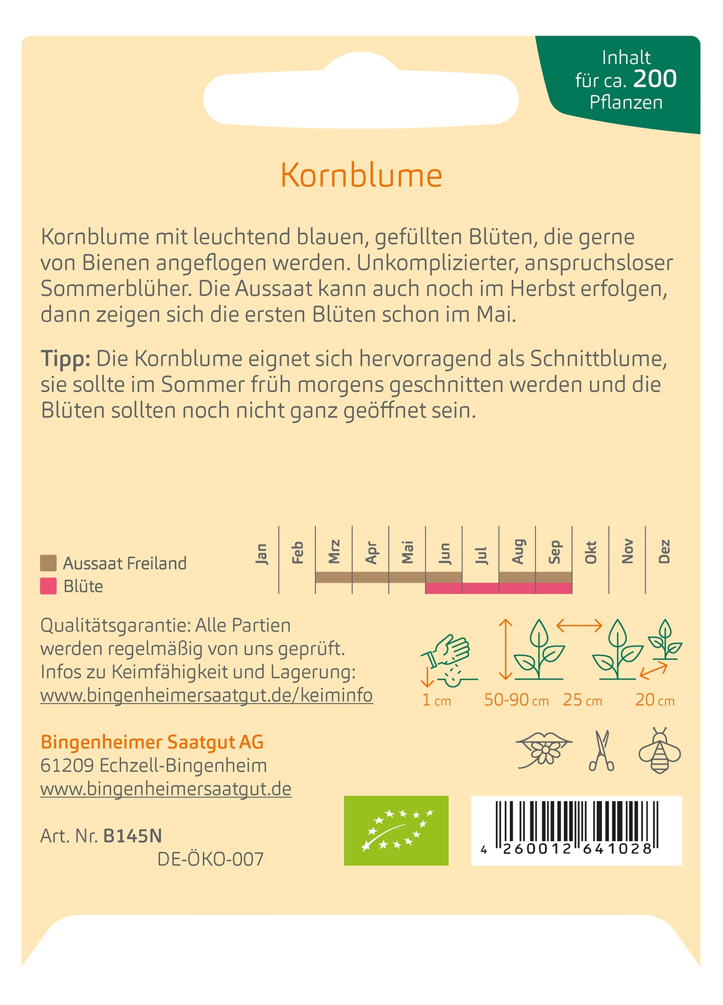 Kornblume | BIO Kornblumensamen von Bingenheimer Saatgut