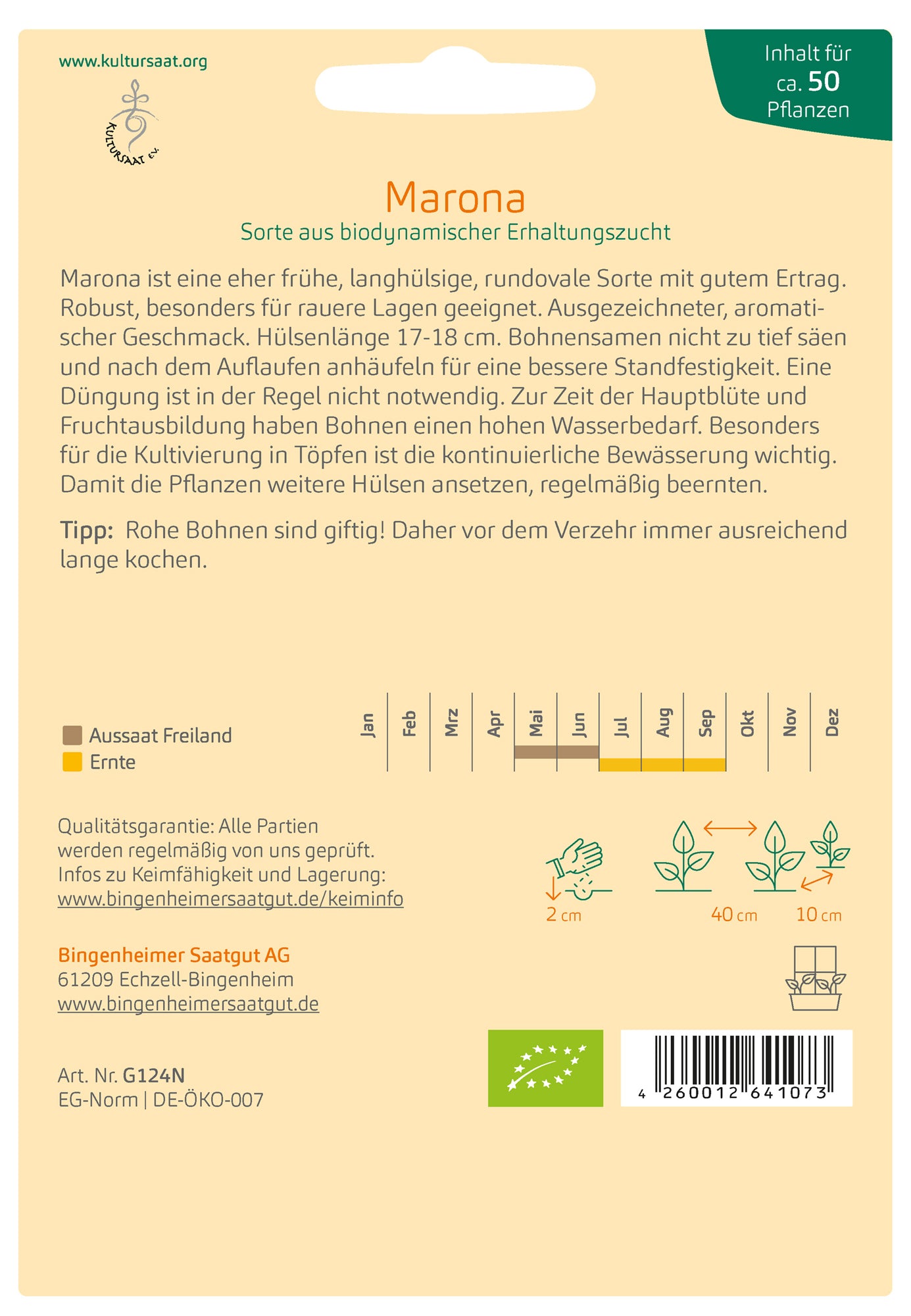 Buschbone Marona | BIO Buschbohnensamen von Bingenheimer Saatgut