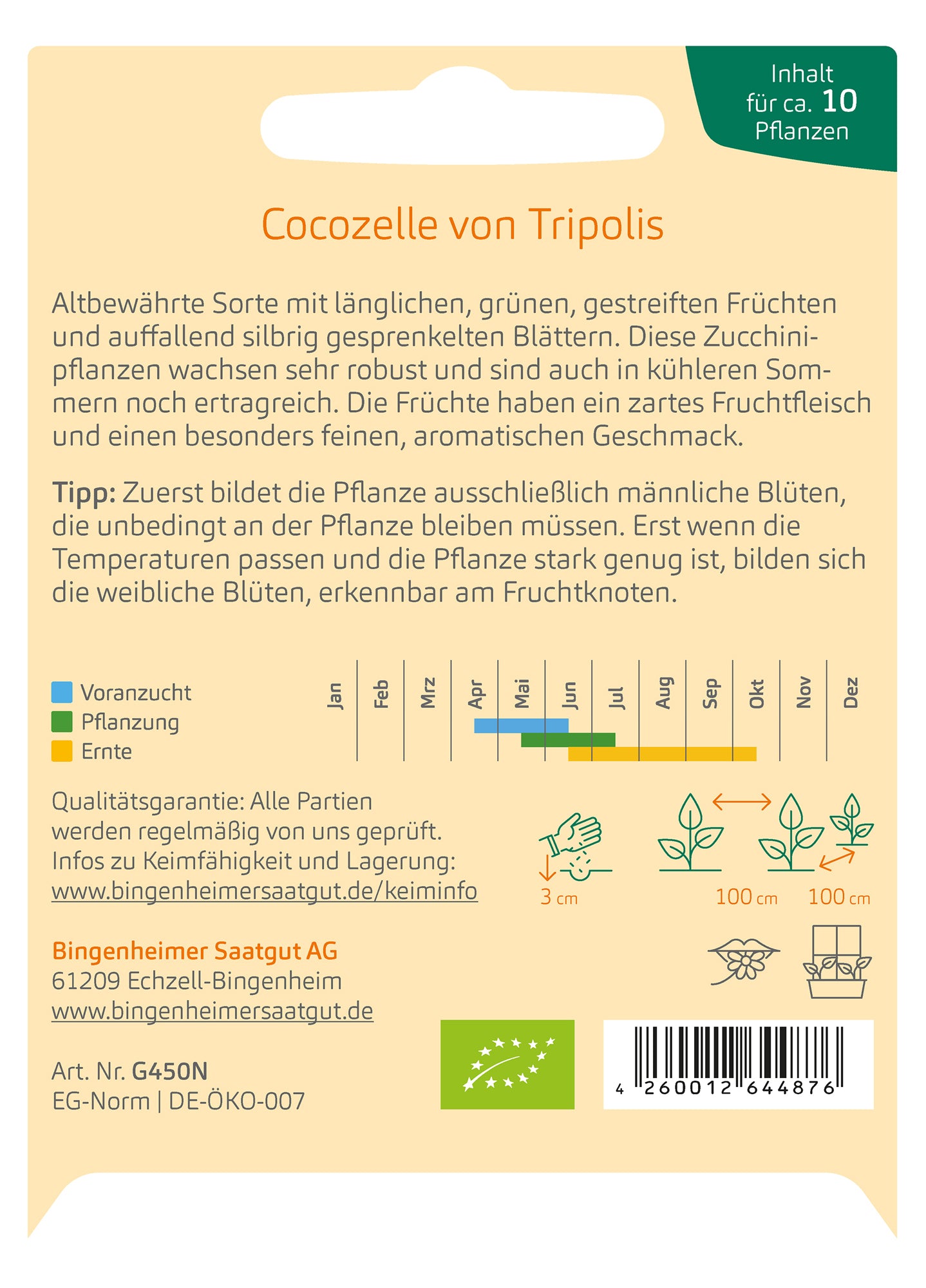 Zucchini Cocozelle von Tripolis | BIO Zucchinisamen von Bingenheimer Saatgut