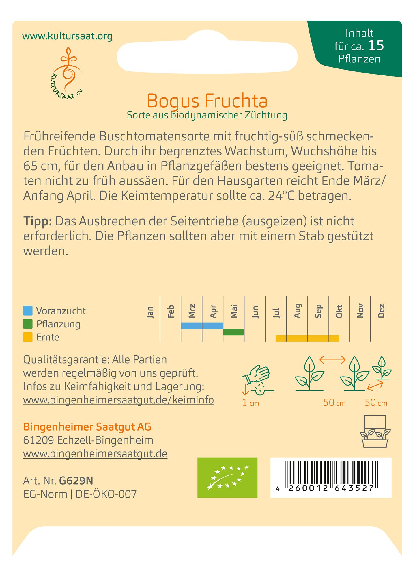 Balkontomate - Bogus Fruchta | BIO Tomatensamen von Bingenheimer Saatgut